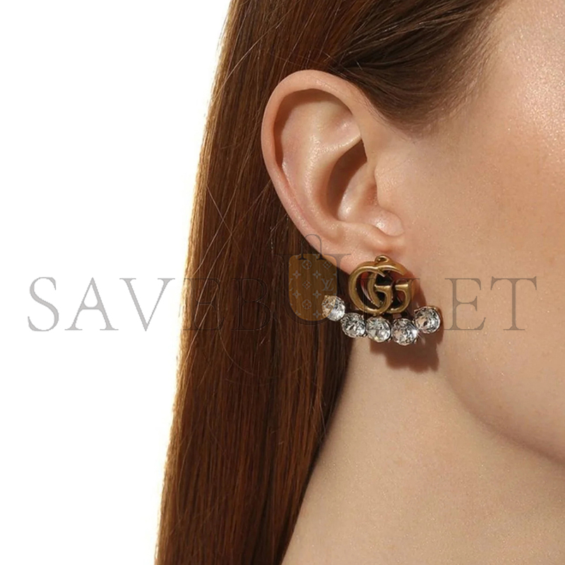GUCCI CRYSTAL DOUBLE G EARRINGS
